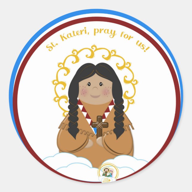 St. Kateri Runder Aufkleber (Vorderseite)