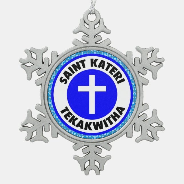 St. Kateri Schneeflocken Zinn-Ornament (Vorderseite)