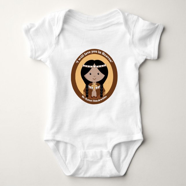 St. Kateri Tekakwitha Baby Strampler (Vorderseite)
