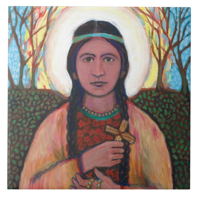 St. Kateri Tekakwitha Fliese (Vorderseite)