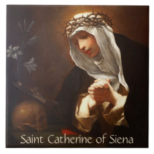 St. Katharina von Siena (Franceschini) Keramikflie Fliese