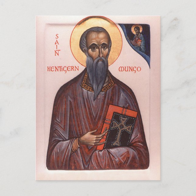 St. Kentigern Erster Bischof von Glasgow Ikone     Postkarte (Vorderseite)