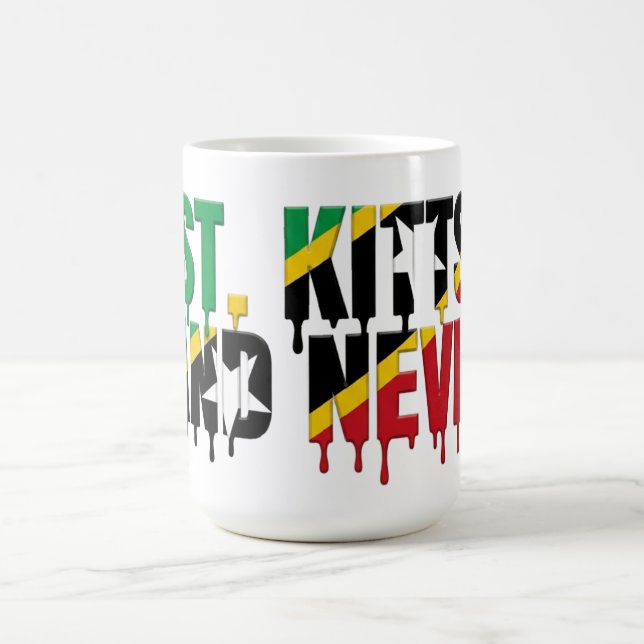 St. Kitts Drip Text | Design mit karibischer Flagg Kaffeetasse (Mittel)
