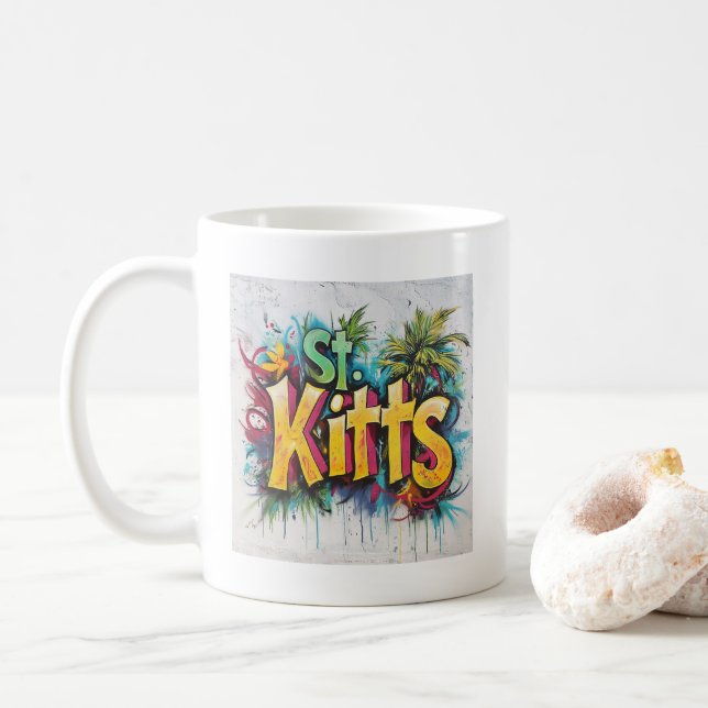 St. Kitts Graffiti Vibes: Island Street Art Ed Kaffeetasse (Mit Donut)