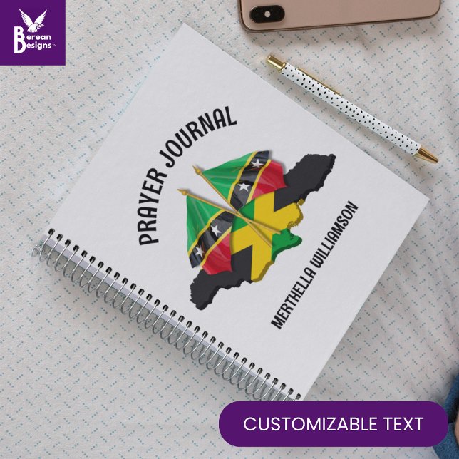 ST KITTS JAMAICA Personalisiertes Gebet Journal Notizblock (StylishJamaica/St Kitts flag prayer journal, celebrating dual heritage or mixed relationships.)