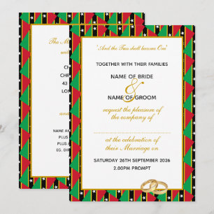 ST KITTS NEVIS Christliche Goldschrift Hochzeit Einladung