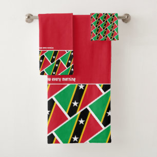 ST KITTS NEVIS FLAG Personalisierte Schrift RED Badhandtuch Set