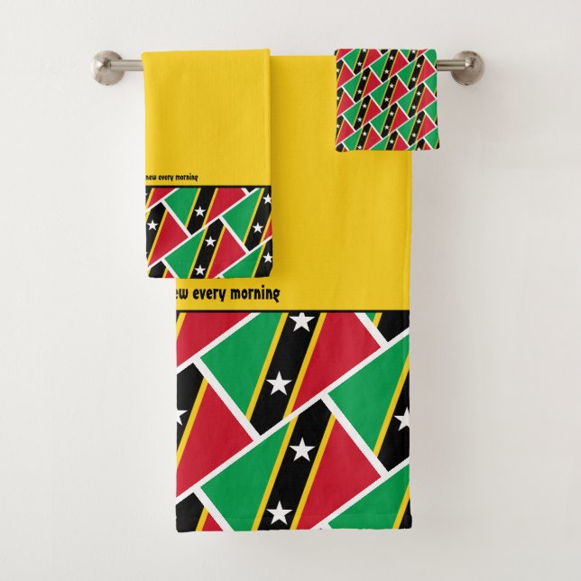 ST KITTS NEVIS FLAG Personalisiertes Scripting YEL Badhandtuch Set (Insitu)