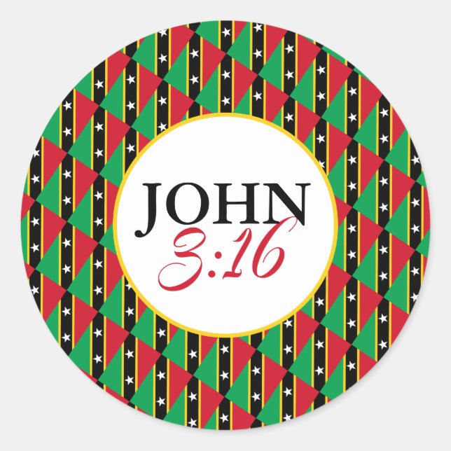 ST KITTS NEVIS God So liebte die Welt John 3:16 Runder Aufkleber (Vorderseite)