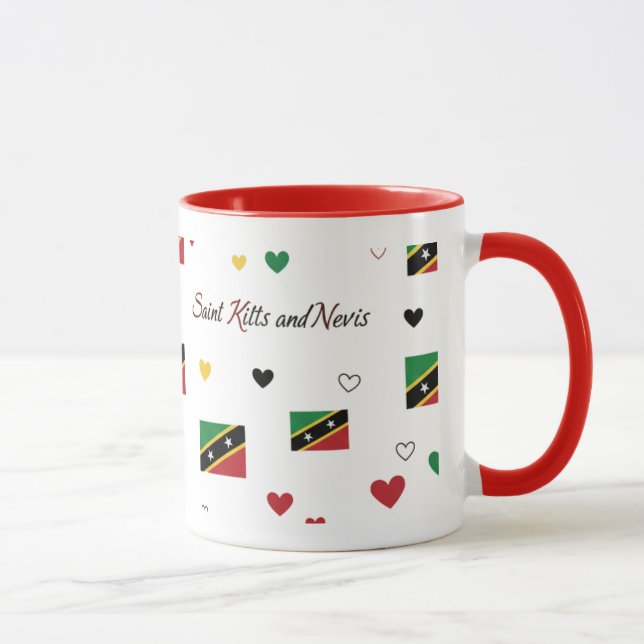 St Kitts Roots Pattern Tasse | Karibische Flagge (Rechts)