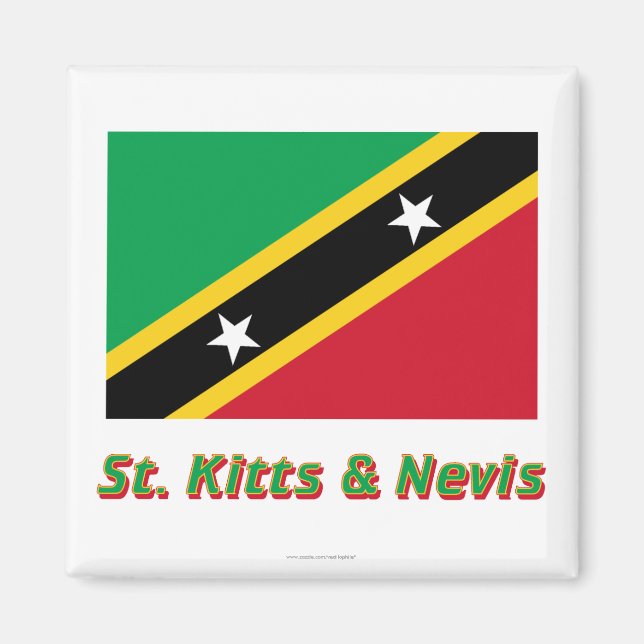 St. Kitts und Nevis-Fahne mit Namen Magnet (Vorne)