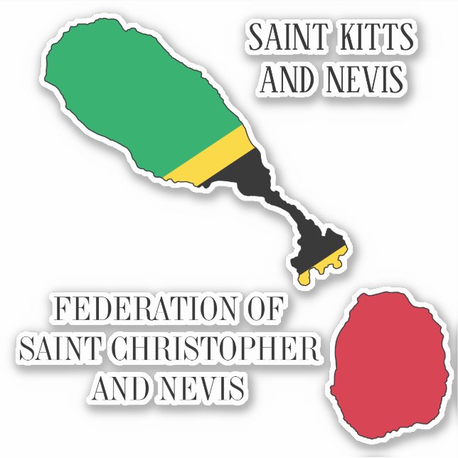 St. Kitts und Nevis Flag Karte Aufkleber (Vorderseite)