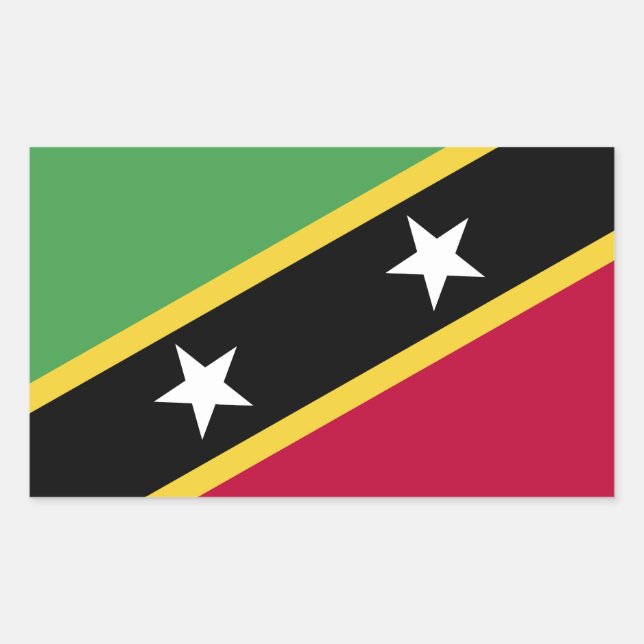 St. Kitts und Nevis Flag Rechteckiger Aufkleber (Vorderseite)