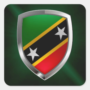 St. Kitts und Nevis Metallic Emblem Quadratischer Aufkleber