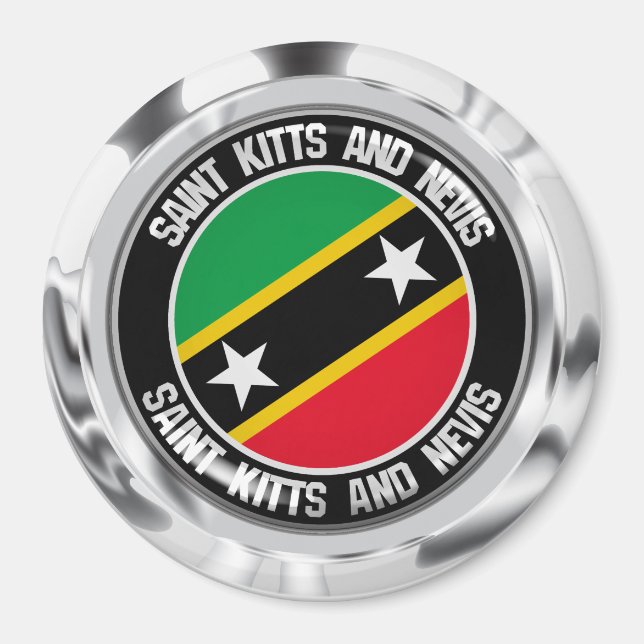 St. Kitts und Nevis Round Emblem Magnet (Vorne)