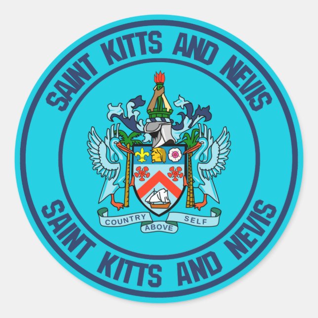 St. Kitts und Nevis Round Emblem Runder Aufkleber (Vorderseite)