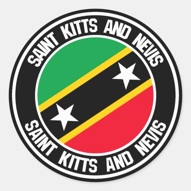 St. Kitts und Nevis Round Emblem Runder Aufkleber (Vorderseite)