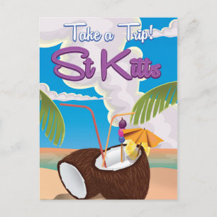 St Kitts Urlaub Reiseplakat Postkarte