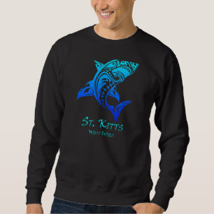 St Kitts West Indies Vintag Retro Tribal Shark Va Sweatshirt