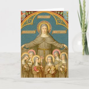 St. Klara von Assisi & Nonnen (SAU 027) Grußkarte Karte