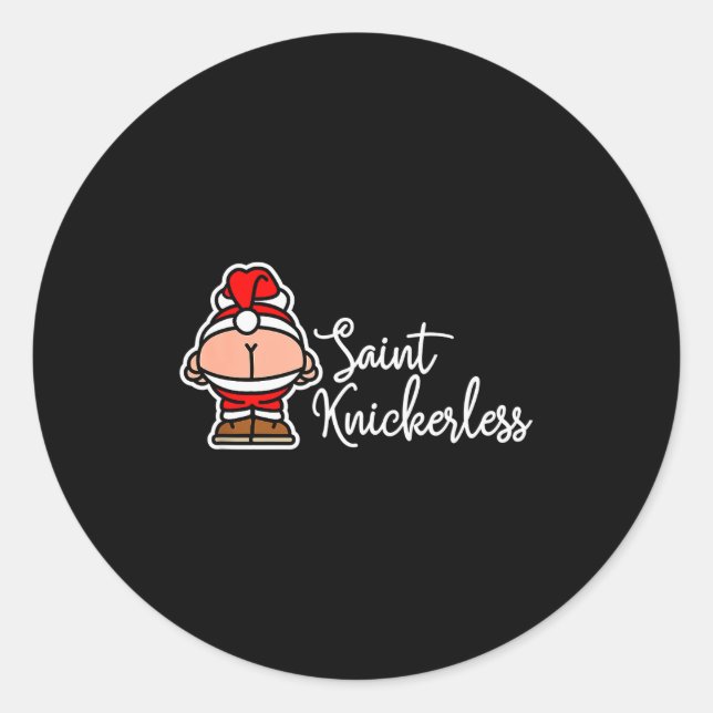 St. Knickerless Funny Mooning Santa Claus Christma Runder Aufkleber (Vorderseite)