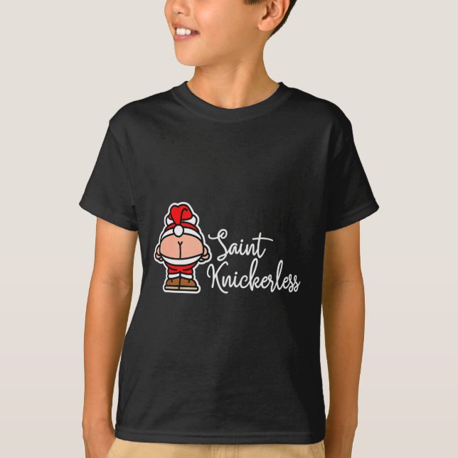 St. Knickerless Funny Mooning Santa Claus Christma T-Shirt (Vorderseite)