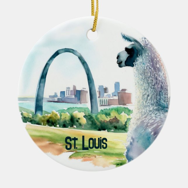 St. Louis Arch Llama Souvenir Keramik Ornament (Vorne)