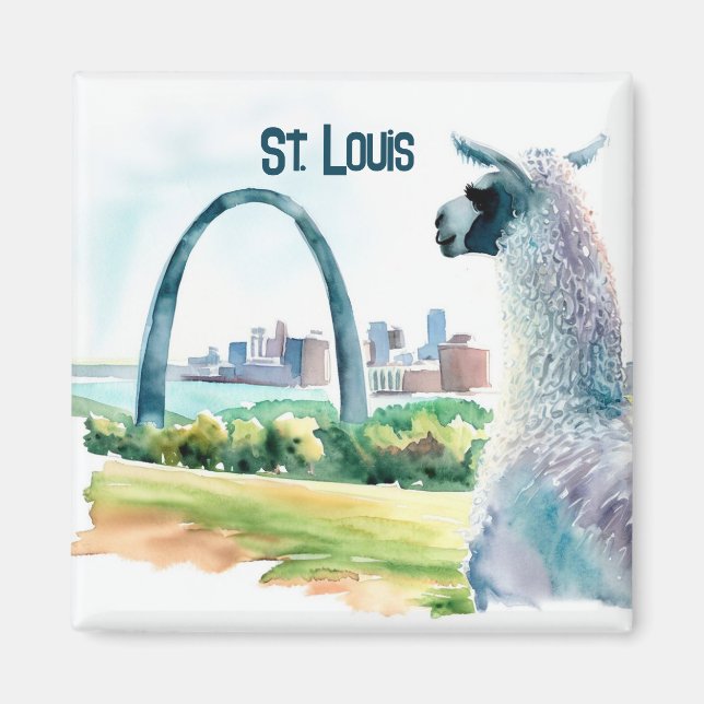 St. Louis Arch Llama Souvenir Magnet (Vorne)