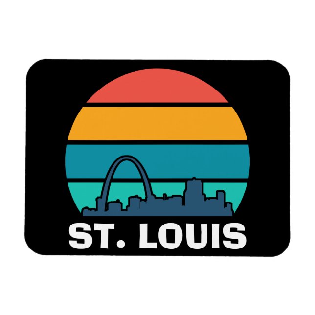 St. Louis Arch Retro Sunset Cityscape Foto Magnet (Horizontal)