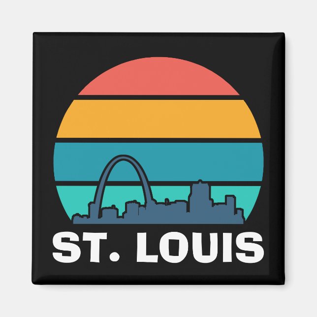 St. Louis Arch Retro Sunset Cityscape Magnet (Vorne)
