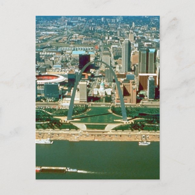 St. Louis Arch und Skyline Postkarte (Vorderseite)