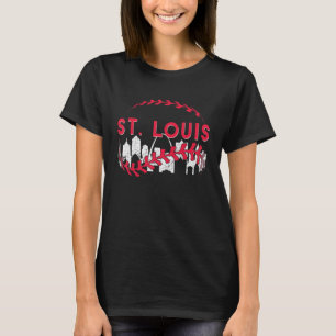 St Louis Baseball Vintag Leopard Heart Baseball F T-Shirt