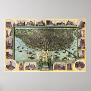 St Louis Birdseye Karte - 1896 (Graf) BigMapBlog Poster