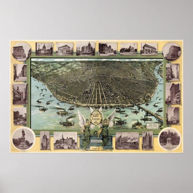 St Louis Birdseye Karte - 1896 (Graf) BigMapBlog Poster (Vorne)