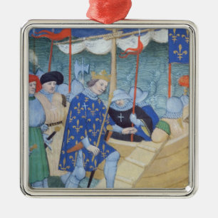 St. Louis, das für die Kreuzzüge sich einschifft Silbernes Ornament