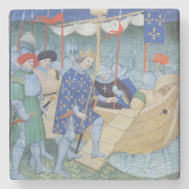 St. Louis, das für die Kreuzzüge sich einschifft Steinuntersetzer (Vorderseite)