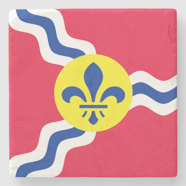 St. Louis, Flag, Saint-Louis-Marmor-Untersetzer Steinuntersetzer (Vorderseite)