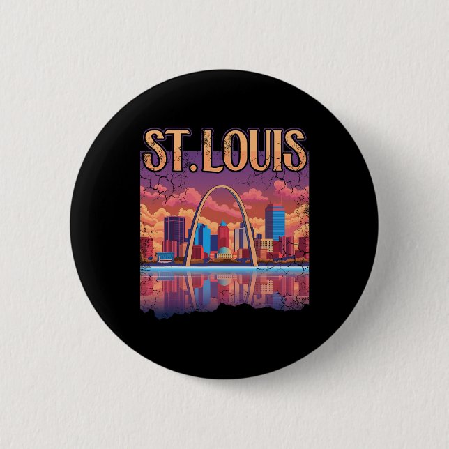 St Louis Gateway Arch Missouri City Skyline Button (Vorderseite)