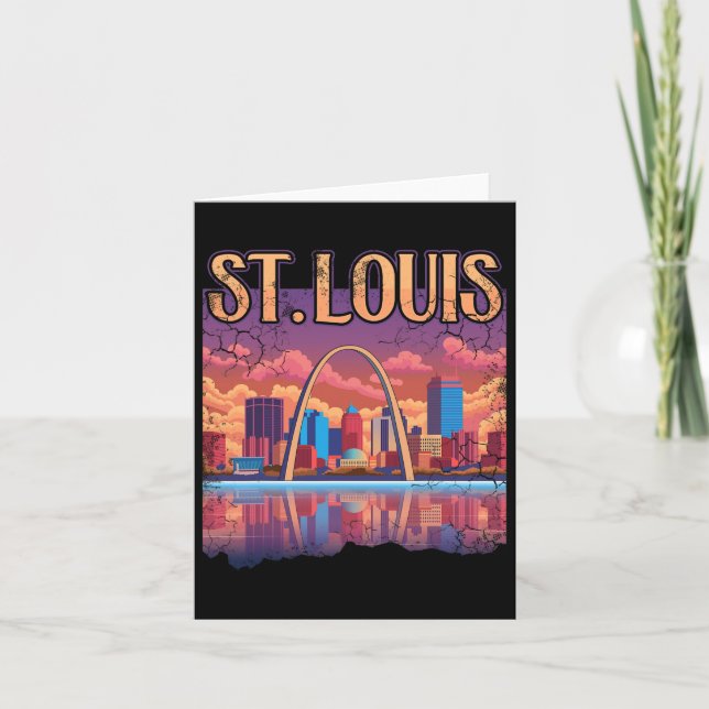 St Louis Gateway Arch Missouri City Skyline Karte (Vorderseite)