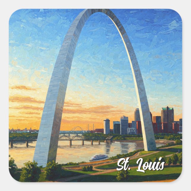 St Louis Gateway Arch Travel Quadratischer Aufkleber (Vorderseite)