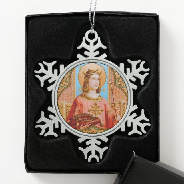 St. Louis IX der König (BK 004) Schneeflocken Zinn-Ornament (Box)