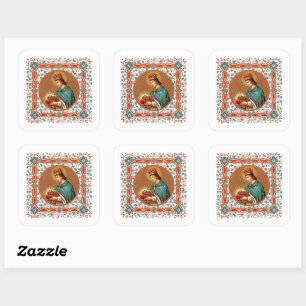 St. Louis IX mit Rinceau Border (BK 065) Quadratischer Aufkleber
