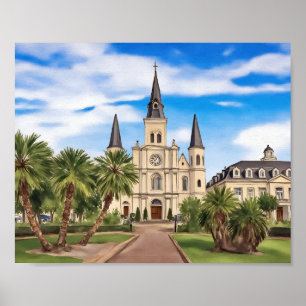 St. Louis Kathedrale New Orleans Aquarell Poster