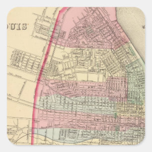 St Louis Map von Mitchell Quadratischer Aufkleber