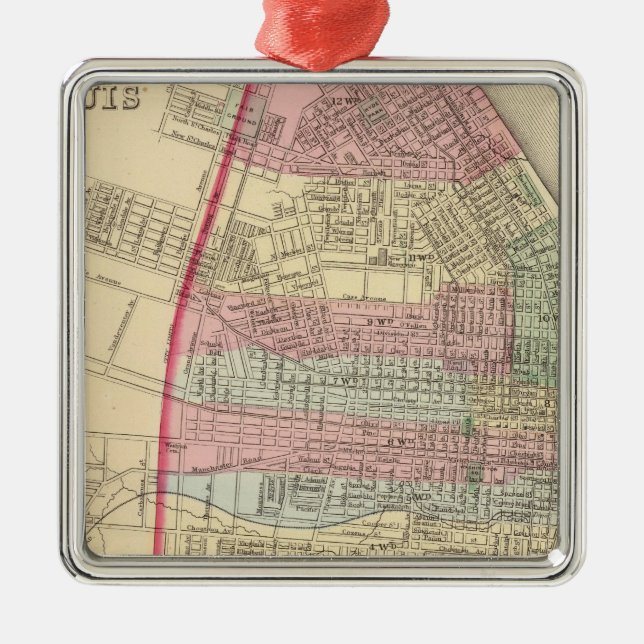 St Louis Map von Mitchell Silbernes Ornament (Vorne)