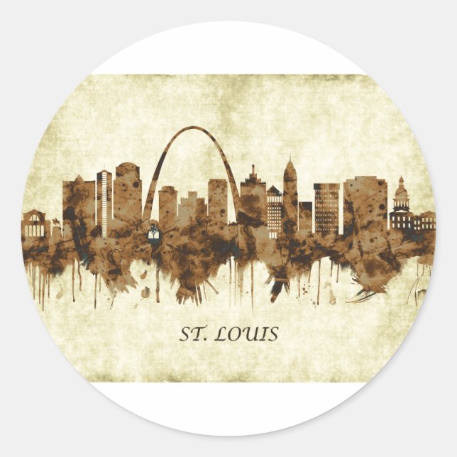 St. Louis Missouri Cityscape Runder Aufkleber (Vorderseite)