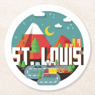 St. Louis, Missouri Geometric Design Runder Pappuntersetzer