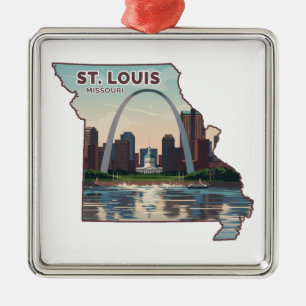 St. Louis Missouri Karte Ornament Aus Metall
