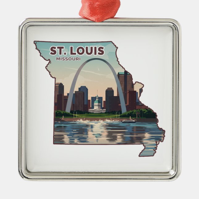 St. Louis Missouri Karte Ornament Aus Metall (Vorne)