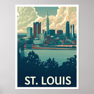 St Louis Missouri Kunst Vintage Reiseillustration Poster